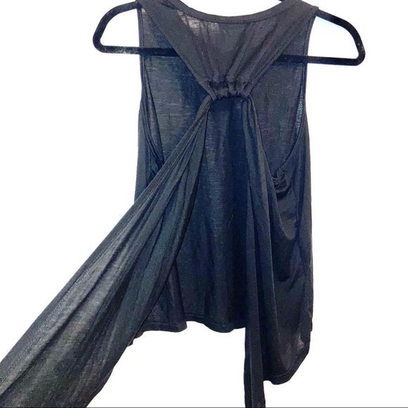 Black Racerback Open Cut Out Tie Back Sports Tank Top - Size Large - Picture 4 of 6